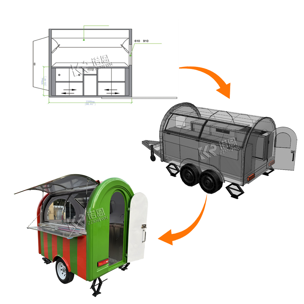 Food Truck Trailer Mobile Kitc - Hot Dog Vending Cart ulasan dan harga