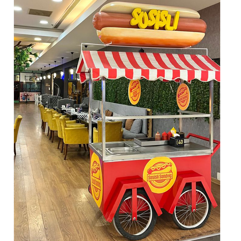 Hot Sale Custom Metal 4-Wheel  - Hot Dog Vending Cart ulasan dan harga